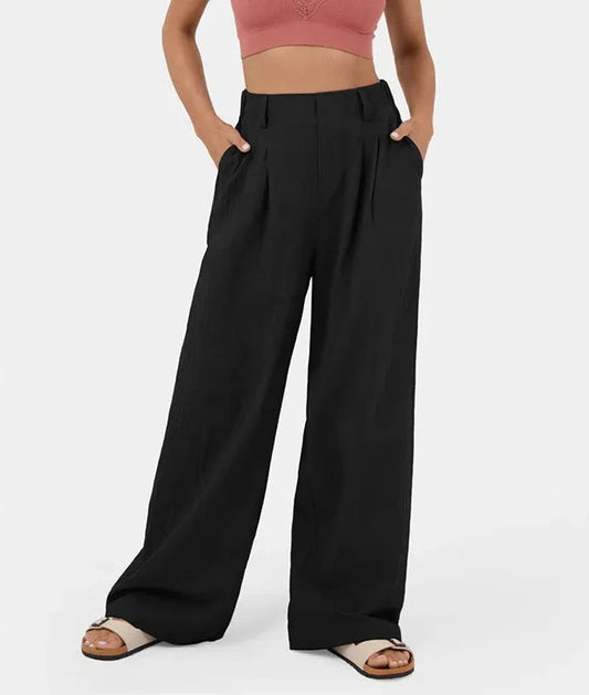 Wide Leg Long High Waist Straight Trousers